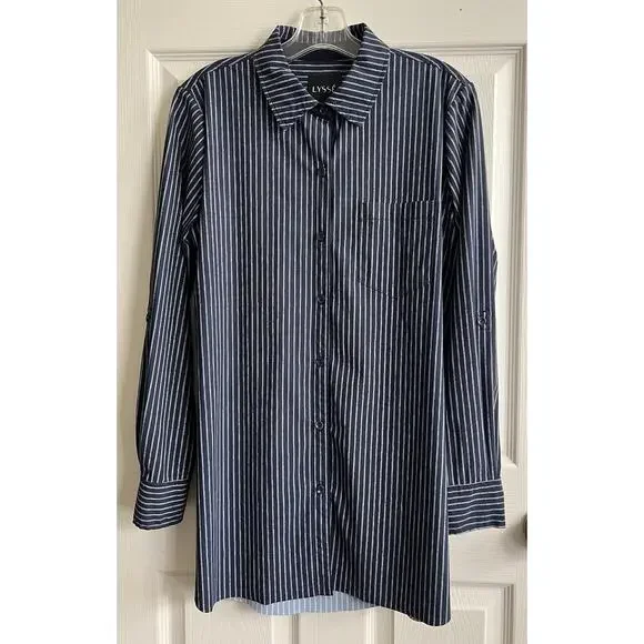 LYSSE Bundle Of 8 Solid Print Button Down Wrinkle Resistant Career Blouses Tops - Picture 6 of 16